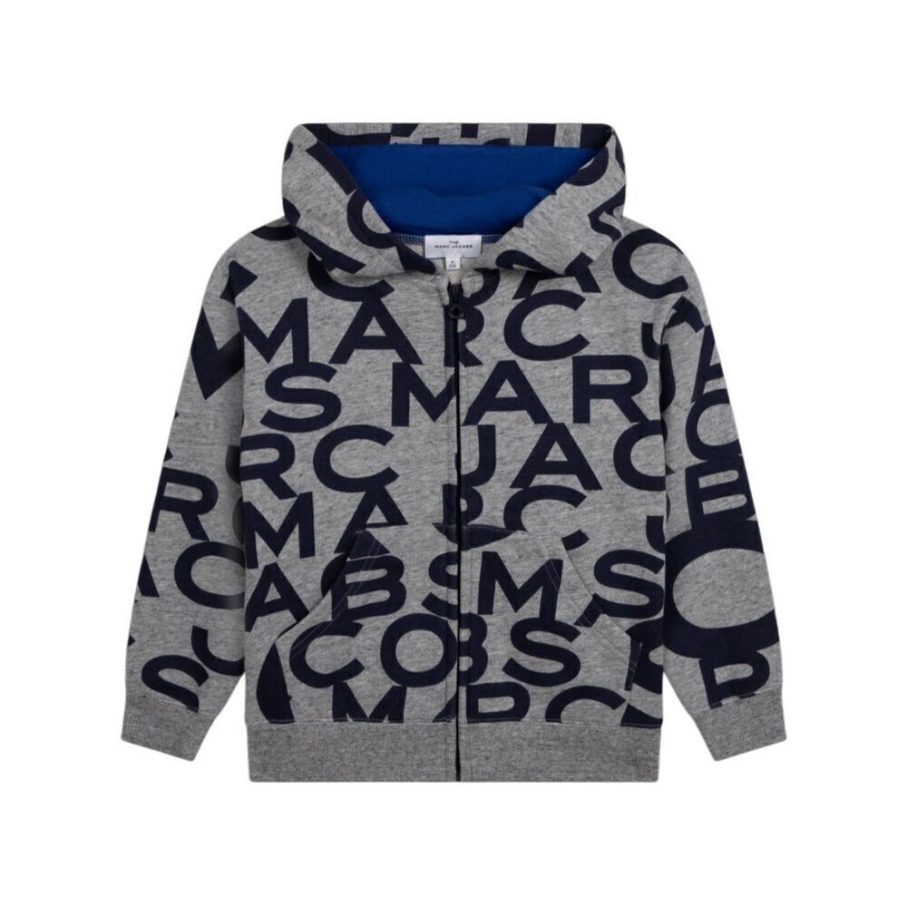 Little Marc Jacobs Kids Size 6 Grey Print Zip-up Hoodie